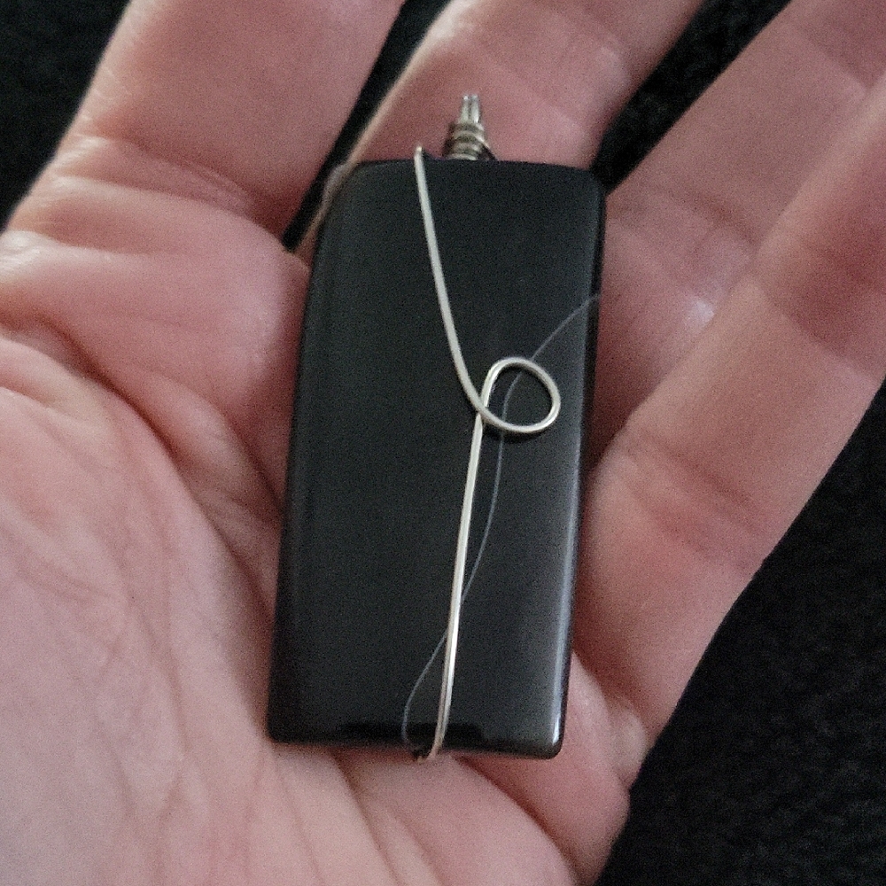 Black Obsidian Oendant With Cord Necklace